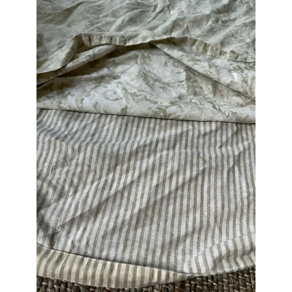 Nancy Koltes LUXURY LINENS full Duvet Cover Italy striped floral gray cream